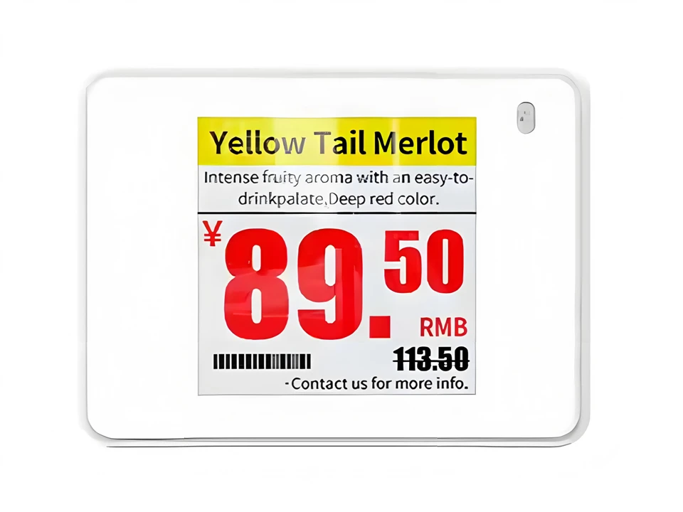 1,54 colio keturių spalvų elektroninė kainų etiketė